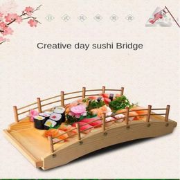 Dishes & Plates Japanese-Style Sushi Boat Wooden Arch Bridge Tableware Fresh Seafood Of Sashimi Cooking Platter Dragon Plate 219S