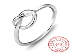 100 925 Sterling Silver Thin Knot Ring Womens Simple S925 Engraved Ring Personality Band Ring Jewelry9048730