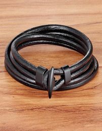 Top 2019 Fashion Hook Leather Bracelets For Men Popular Boys Knight Courage Bandage Charm Black Anchor Bracelets X070695586984871901