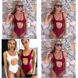 Bikinis Set Mj-16 Y One Piece Swimsuit Women Swimwear Female Solid Black Thong Backless Monokini Bathing Suit Drop Delivery Sports Out Dhdwl