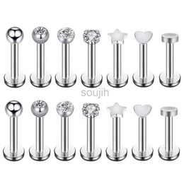 Body Arts 7 Pairs 16g Surgical Steel Internally Threaded Micro CZ Gem Top Tragus/Helix/Labret Stud Earrings 6mm 8mm 10mm 12mm d240503