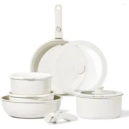 Cookware Sets 11pcs Pots And Pans Set Nonstick Detachable Handle Induction RV Kitchen Removable