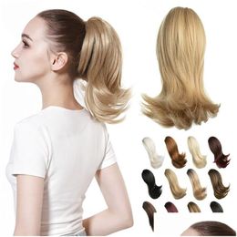 Chignons Short Claw Clip Ponytail Extension Dstring Curly Fake Jaw Yage Hairpiece Hair Piece Wavy High Pony Tails Synthetic Heat Fri Dht3Z