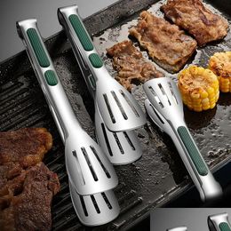 Bbq Grills 304 Stainless Steel Food Clip Grill Tongs Steak Sile Nonslip Handle Bread Tong Cam Kitchen Accessories Drop Delivery Home G Otr1E