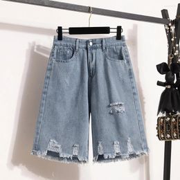 Women's Jeans Summer Ripped Holes Denim Shorts Women Oversized Chic Design High Waist Tassels Streetwear Female Short Pants