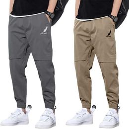 Men's Pants Drawstring Pocket Cargo Pants Outdoor Sports Trousers Slim Fit Casual Solid Colour Jogging Pants Casual Mens Sports PantsL2405