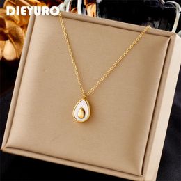 Pendant Necklaces DIEYURO 316L Stainless Steel Shell Avocado Necklace For Women Design Creative Girls Clavicle Chain Jewellery Birthday Gift