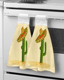 Towel Cactus Hand-Painted Hat Hand For Kitchen Bathroom Microfiber Quick Dry Absorbent Cleaning Cloths