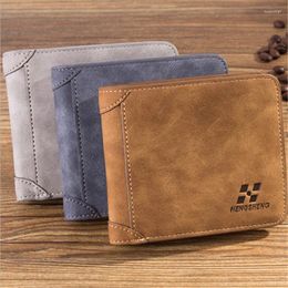 Wallets Men's Wallet Short Leather Retro Three Fold Vertical Youth Korean Multi-Card Man Purse Coin Bag