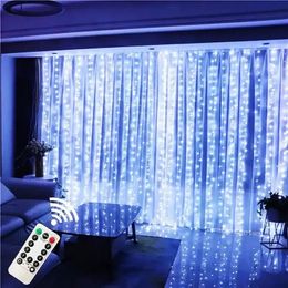 Curtain LED Garland String Lights USB Remote Control Festival Decoration Holiday Wedding Christmas Fairy for Bedroom Home 240506