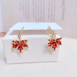 Dangle Earrings Micro-inlaid Zircon Exquisite Red Earbuckle Style Retro Fashion Burst Sweet Lady Elegant Ear Accessories