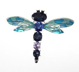 20pcslot crystal enamel sell bluegreen cute dragonfly animal brooch pin for giftparty4706880