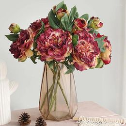 Decorative Flowers 1PC Luxury 2 Head Peony Artificial Wedding Home Decoration Fake Simulation Living Room Porch Party