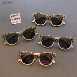 Sunglasses 2023 New Children Vintage Leopard Print Square Sunglasses UV400 Outdoor Fashion Girls Boys Protection Sunglass Kids Sun Glasses WX