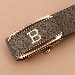 ies 2024 High quality coffee genuine leather belt with B-letter automatic buckle fashionable mens belt designer casual belt collar J240506