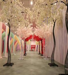 26M height white Artificial Cherry Blossom Tree road lead Simulation Cherry Flower with Iron Arch Frame For Wedding party Props6998737