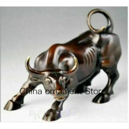 Sculptures Big Wall Street Bronze Fierce Bull OX Statue