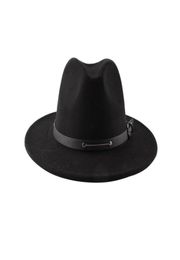 2021 Wide Brim Hats Winter Fedora With Band Bead Belt Luxuru Hand Made Women Solid Formal Dress Wedding Fascinator8679336