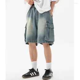 Men's Shorts Korean Summer Denim Fashion Loose Casual Elastic Waist Large Pocket Work Man Brand Clothing W762