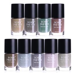 BORN PRETTY 9ml 9 Bottles Matte Dull Nail Polish Set Grey Pink Green Lacquer Varnish Manicure Nail Art Polish2116775