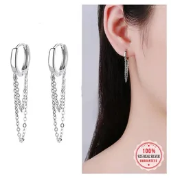 Hoop Earrings Minimalist Genuine 925 Sterling Silver Sweet Double Layer Chain For Women Wedding Fine Jewellery DA2510