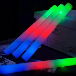 Albums 12/15/30/60pcs Rgb Led Glow Foam Stick Bulk Colourful Led Glow Sticks Cheer Tube Dark Light Birthday Wedding Party Supplies