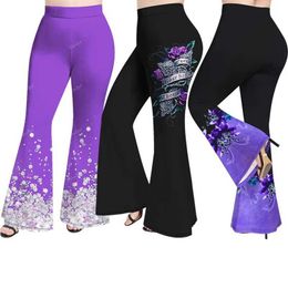 Women's Pants Capris Plus size casual printed flash pants for womens fashion 3D graphics Bell bottom XS-6X can be selected Trousers no print good products Y240504