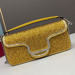 Handheld Evening Bags Designer Women Bag Full Diamond Genuine Leather Handbag Flap Messenger Bags Detachable Metal Chain Straps Various Colours Fashion Clutch Bag