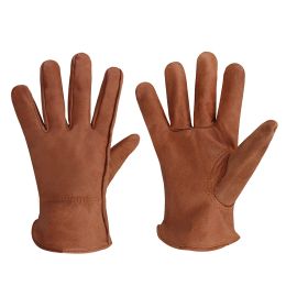 Gloves Brown Cow Leather Work Gloves General Use Motorcycle Drivers Safety Glove Men&Women