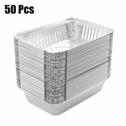 Pans 50pcs Disposable BBQ Drip Pans Aluminium Foil Grease Drip Pans Recyclable Grill Catch Tray For Weber Outdoor Supplies