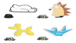 Cartoon Animal Polar bear Cranes Brooch Pins Set Funny Zinc Alloy Balloon dog Brooches for Girls Xmas Gift Badges Bag Pin4266564