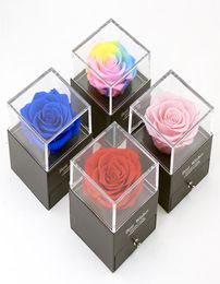 Preserved Flower In Glass Dome Eternal Rose Decoration Red Ecuador Gift Box Can Put Ring Valentines Day Birthday Creative Gifts fo8265448