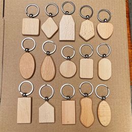 Party Favour Beech wood keychain blank Wooden keychain Diy Wood Tags creative small gift LT954