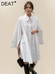 Casual Dresses Fashion Women Shirt Dress Lapel Loose Single Breasted 65% Cotton Long Slevee Overknee Pleated Spring 2024 7AB2799