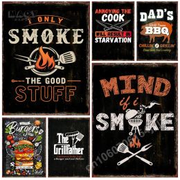 Grills BBQ Meat Grilling Metal Signs Home Kitchen Restaurant Wall Art Decor Club Bar Plaques Garage Party Street Plate Vintage Posters