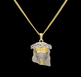 Pendant Necklaces Hip Hop Bling Iced Out Rhinestones Gold Stainless Steel Jesus Piece Necklace For Men Rapper Jewelry8824597