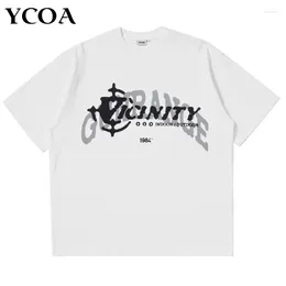 Men's T Shirts Men Tshirt Oversized Cotton Letter Y2k Streetwear Harajuku Tops Graphic Short Sleeve Tee Korean Fashion Aesthetic Clothing