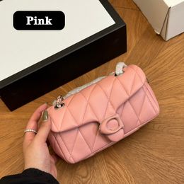 Pink Purse Quilted Tabby Bag Shoulder Bag Genuine Leather Handbags Cross Body High Quality Soft Real Leather Chain Bag Purses Designer Bag Designer Crossbody Bag