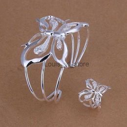 Hochzeitsschmuck Sets Werksdirekte weiblicher exquisiter Charme Ein Hochzeitsstein Schmetterlingsarmband Ring Mode 925 Sterling Silber Schmuck Set S260 H240504