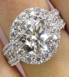 Luxury Female Big Diamond Ring 925 Silver Filled Ring Vintage Wedding Band Promise Engagement Rings For Women3030825