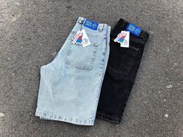 Hip Hop Streetwear Polar Big Boy Shorts Skateboard Y2K Pants Graphic Embroidery Retro Blue Denim Men Basketball 240426