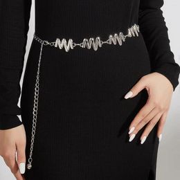 Belts A Metal Belt Waist Chain For Women's Irregular Wave Shaped Dress Pants Short Skirt Bar Street Fashion Versatile