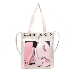 Shoulder Bags BANKUO Women's Bag Canvas Cartoon Print Ins Style Cute Girls Beach Handbag Fashion Female Tote 2024 Z379