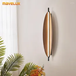 Wall Lamp Minimalist Art Leaf Shape Retro Living Room Aisle Background Bedroom Bedside Foyer Corridor Wooden Light Fixture