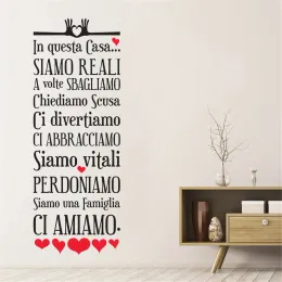 Stickers House Rules Italian Family Rules Wall Decal For Living Room Removable DIY Decor Wallpapers