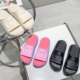 Designer Slippers Summer Platform Sandals Thick Heels Men Women Luxury Slides Rubber Sole Macaron Flatsole Leather Slides Fashion Classic Shoe SIZE 35-44