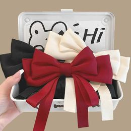 Headbands Cute bow hair clip solid color suitable for girls ribbon bucket duckbill womens Q240506