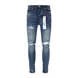 Men's Jeans Jeans Distressed Motorcycle Biker Jean Rock Skinny Slim Ripped Hole Letter Top Quality Brand Hip Hop Denim Pants86hk