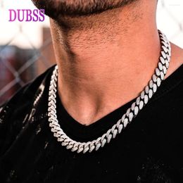 Chains DUBSS 12mm Cuban Necklace Chain Hip Hop Jewelry Copper Material CZ Clasp Mens Link