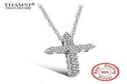 YHAMNI Luxury Original 925 Sterling Silver Pendant Necklace Princess Luxury Diamond Necklace Pendant for Ladies and Women N108052359